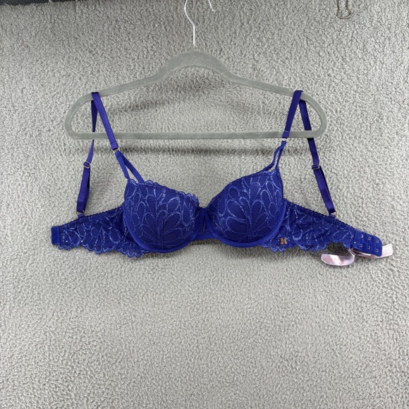 Savage X Fenty Savage Not Sorry Lightly Lined Lace Balconette Bra Blue Size 32D - Picture 6 of 9